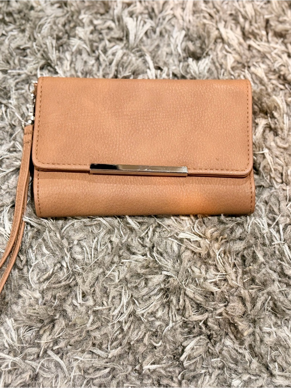 Wristlet Wallet in Tan Faux Leather